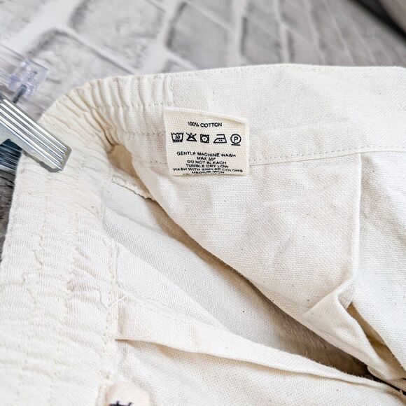 DJERF AVENUE Women's pleated wide leg High rise Pants in beige cotton size small - Picture 7 of 12